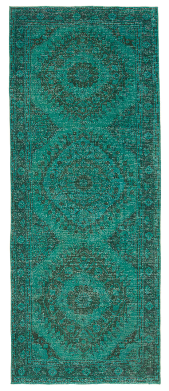 5x12 Turquoise Turkish Over Dyed Runner Rug - 24223
