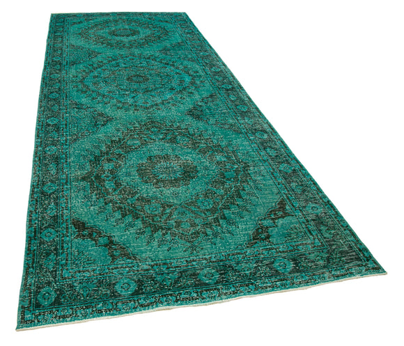 5x12 Turquoise Turkish Over Dyed Runner Rug - 24223