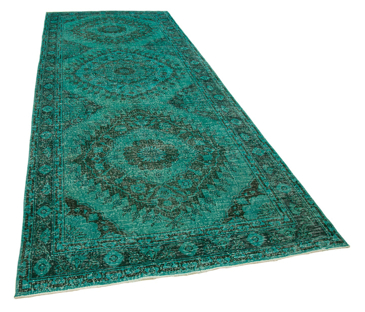 5x12 Turquoise Turkish Over Dyed Runner Rug - 24223