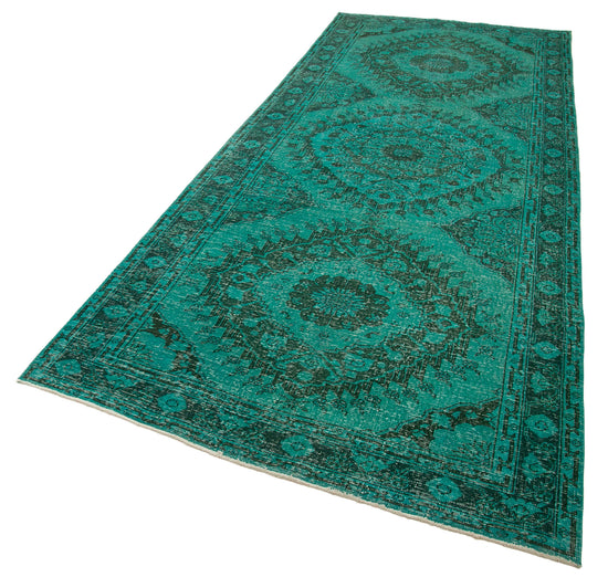 5x12 Turquoise Turkish Over Dyed Runner Rug - 24223