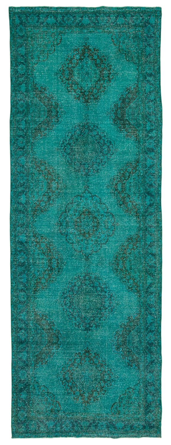 5x13 Turquoise Turkish Over Dyed Runner Rug - 24225