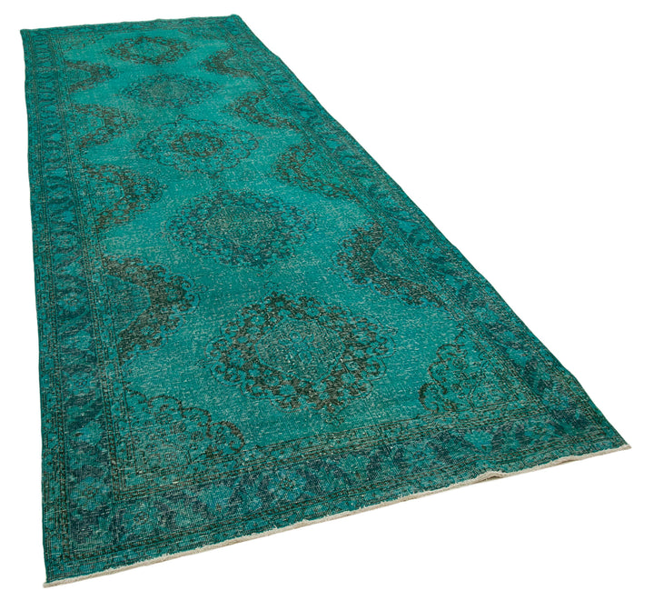 5x13 Turquoise Turkish Over Dyed Runner Rug - 24225
