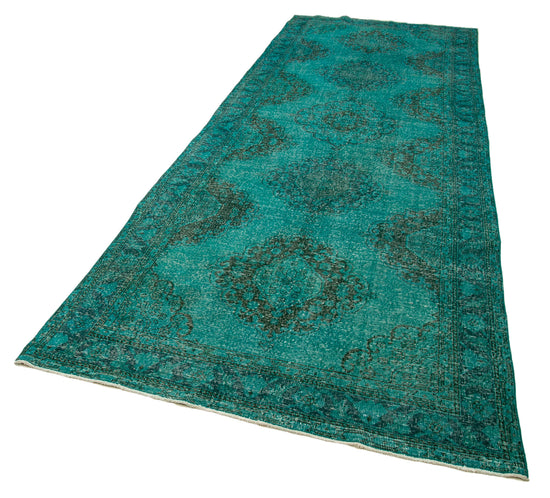 5x13 Turquoise Turkish Over Dyed Runner Rug - 24225