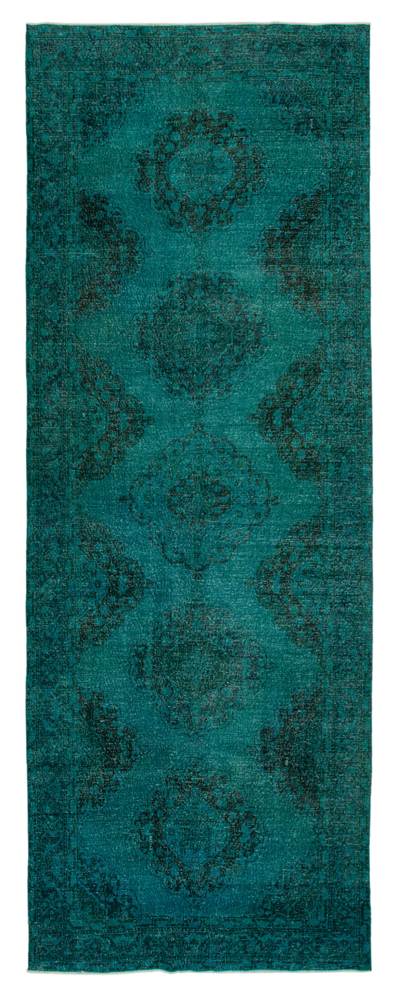 5x13 Turquoise Turkish Over Dyed Runner Rug - 24230