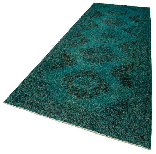 5x13 Turquoise Turkish Over Dyed Runner Rug - 24230