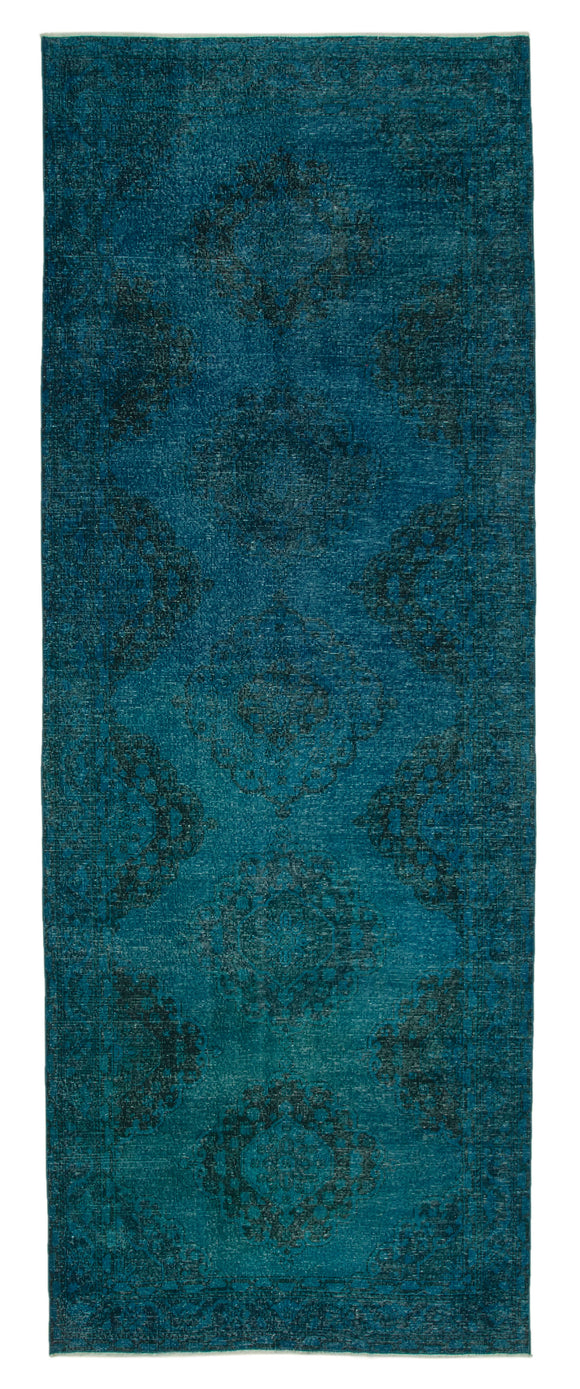 5x13 Turquoise Turkish Over Dyed Runner Rug - 24236
