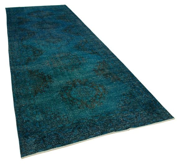 5x13 Turquoise Turkish Over Dyed Runner Rug - 24236