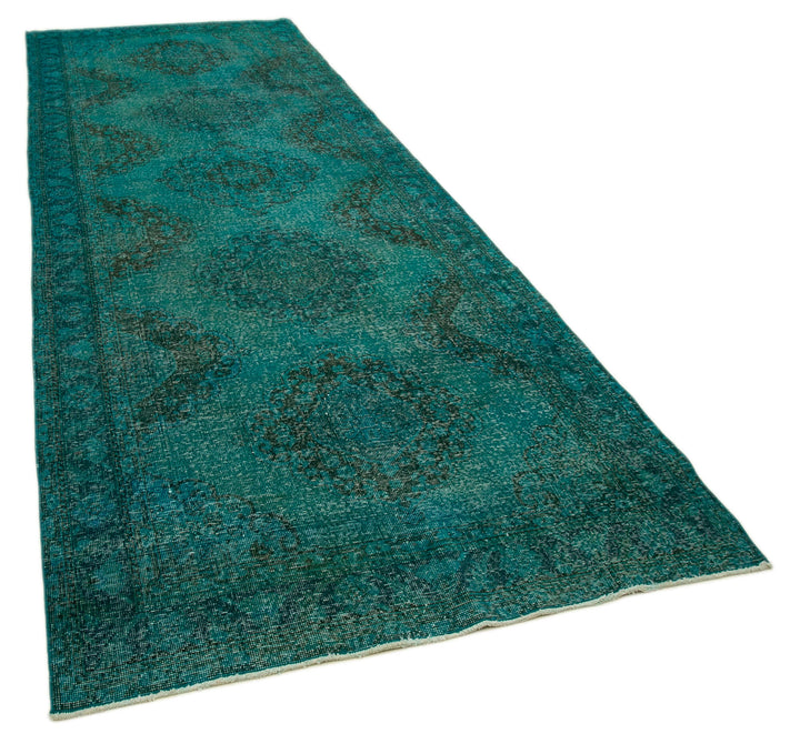 5x13 Turquoise Turkish Over Dyed Runner Rug - 24237