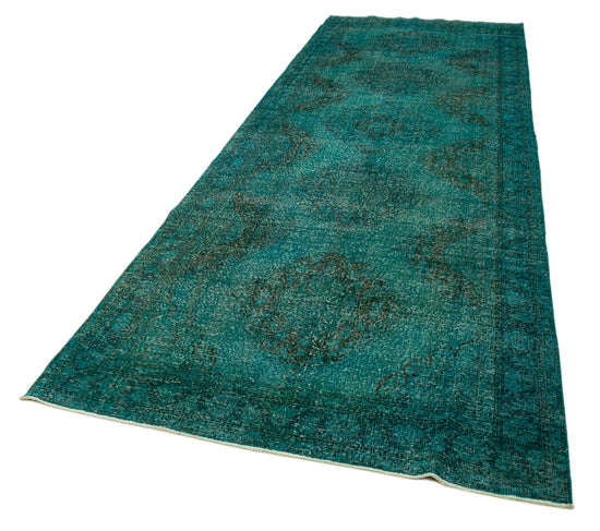 5x13 Turquoise Turkish Over Dyed Runner Rug - 24237