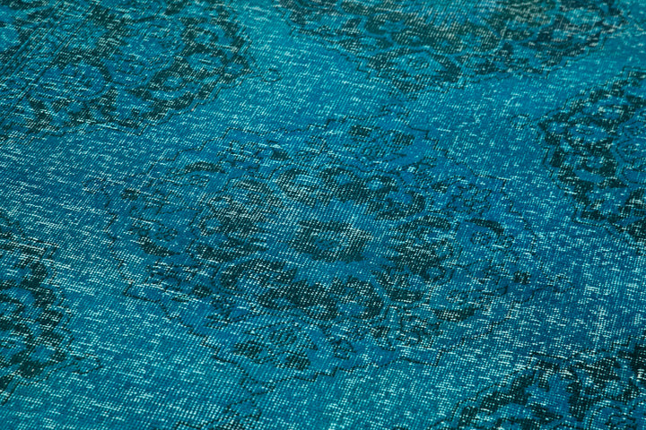 4x13 Turquoise Turkish Over Dyed Runner Rug - 24245