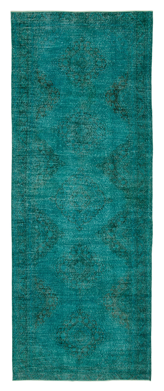 5x13 Turquoise Turkish Over Dyed Runner Rug - 24246