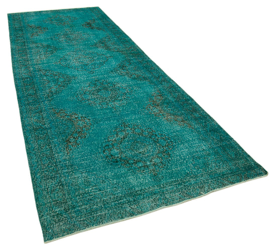 5x13 Turquoise Turkish Over Dyed Runner Rug - 24246