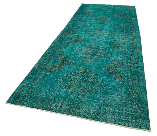 5x13 Turquoise Turkish Over Dyed Runner Rug - 24246