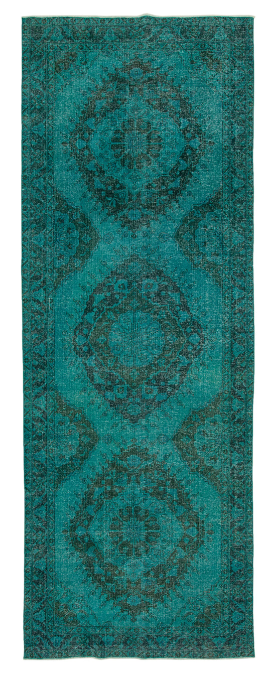 5x13 Turquoise Turkish Over Dyed Runner Rug - 24247