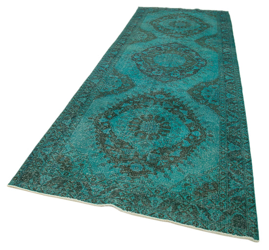 5x13 Turquoise Turkish Over Dyed Runner Rug - 24247