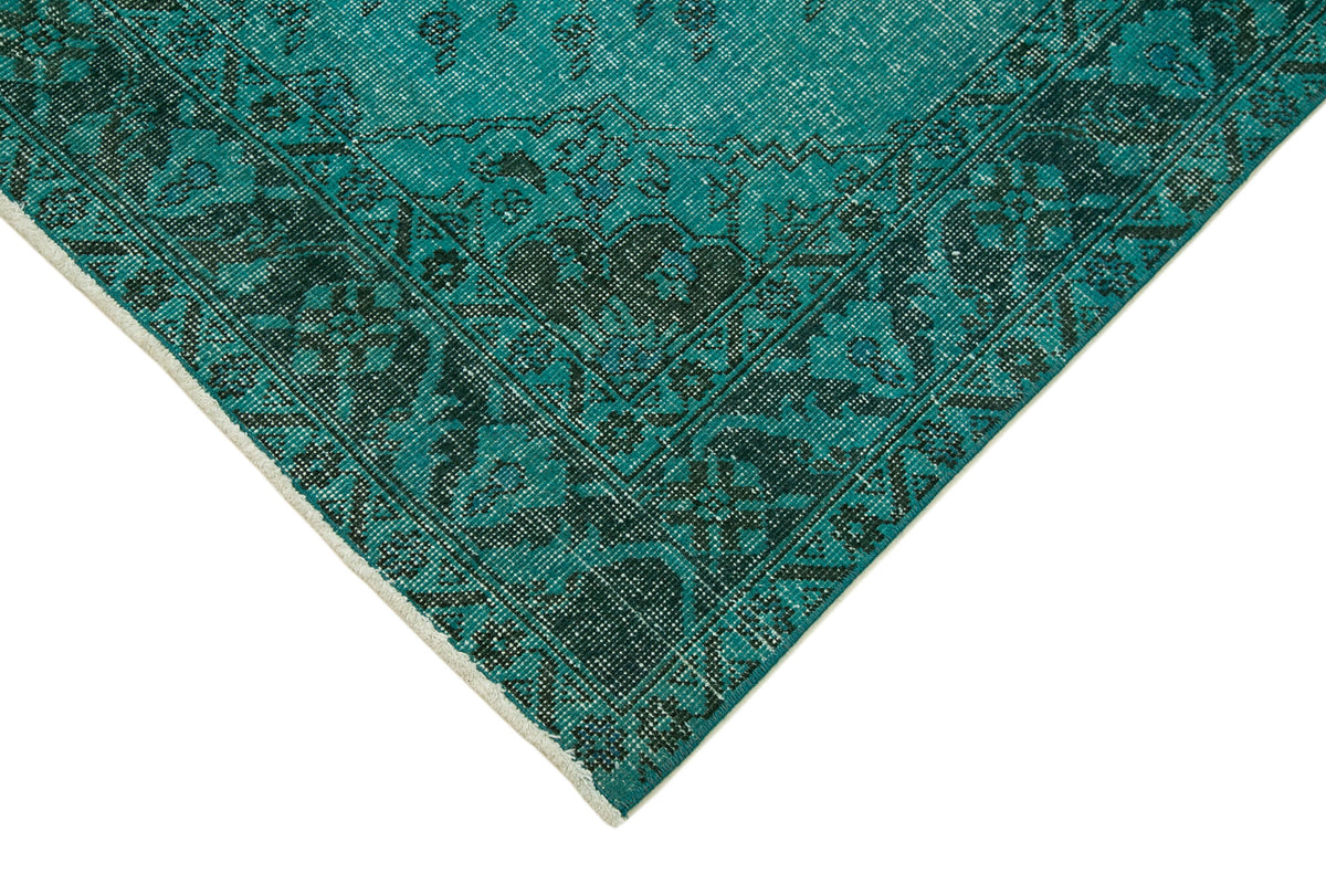 5x13 Turquoise Turkish Vintage Overdyed Runner Rug – 24247