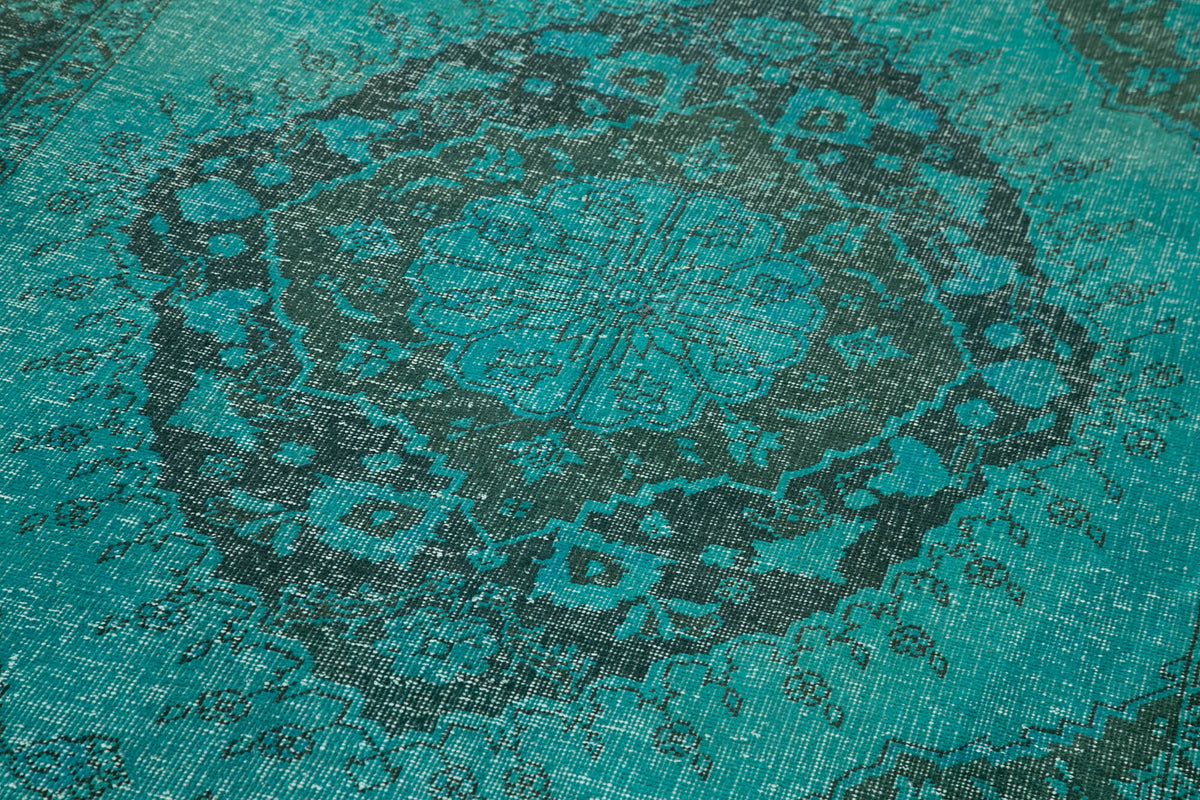 5x13 Turquoise Turkish Vintage Overdyed Runner Rug – 24247