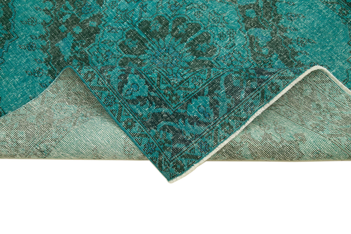 5x13 Turquoise Turkish Vintage Overdyed Runner Rug – 24247