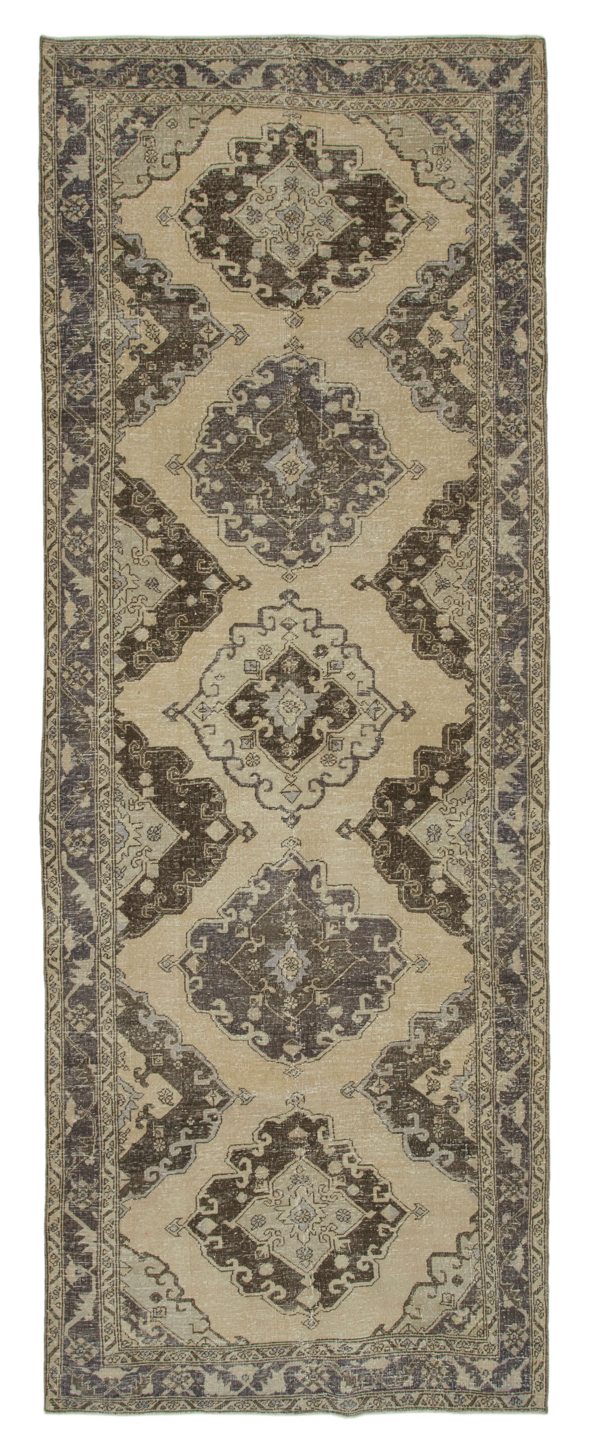 5x13 Beige Turkish Vintage Runner Rug - 24249
