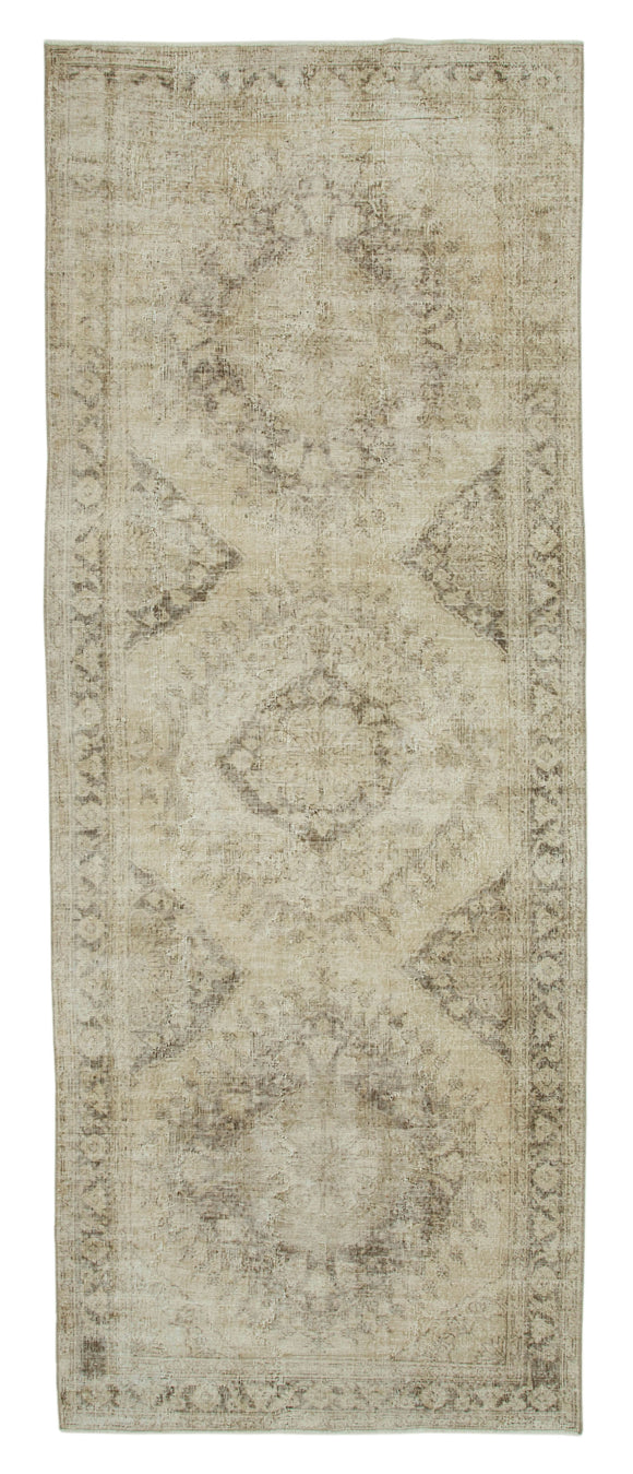 5x13 Beige Turkish Vintage Runner Rug - 24256