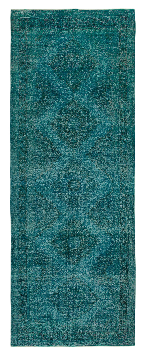 5x13 Turquoise Turkish Over Dyed Runner Rug - 24276