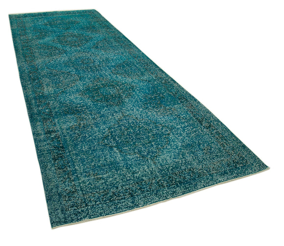 5x13 Turquoise Turkish Over Dyed Runner Rug - 24276