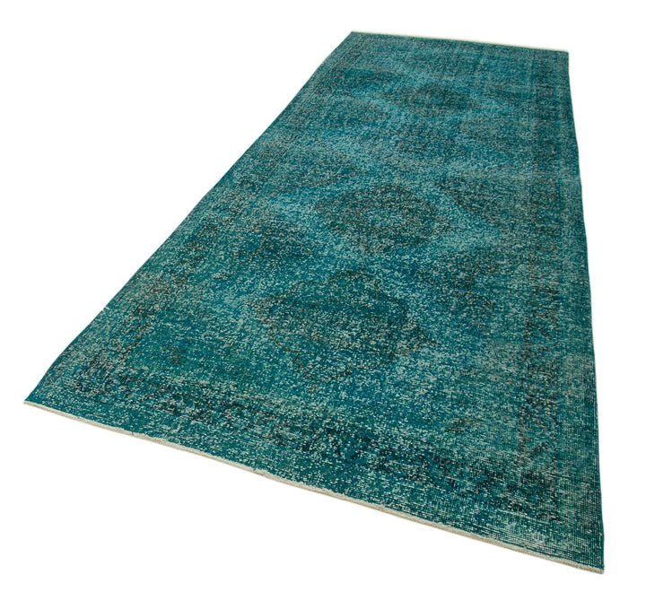 5x13 Turquoise Turkish Over Dyed Runner Rug - 24276