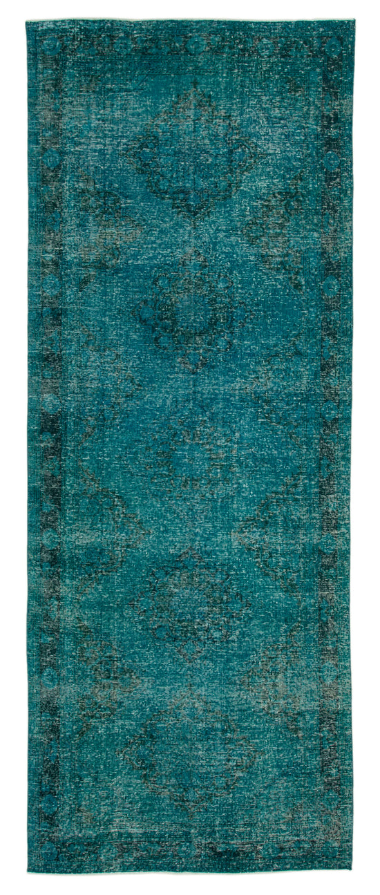 5x12 Turquoise Turkish Over Dyed Runner Rug - 24278