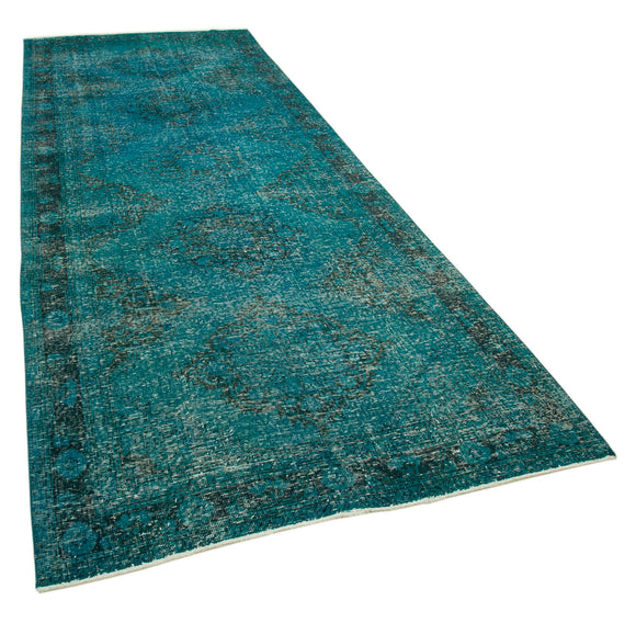 5x12 Turquoise Turkish Over Dyed Runner Rug - 24278
