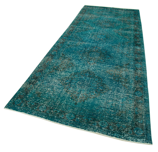 5x12 Turquoise Turkish Over Dyed Runner Rug - 24278