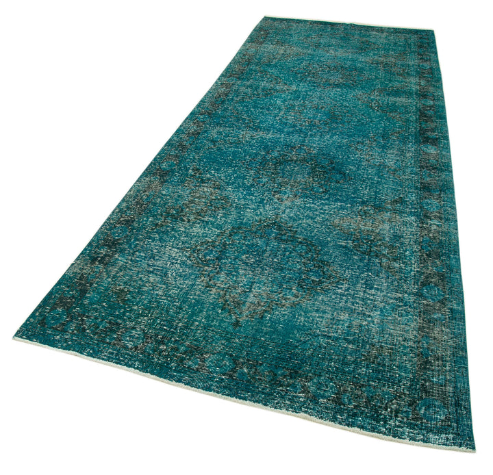 5x12 Turquoise Turkish Over Dyed Runner Rug - 24278