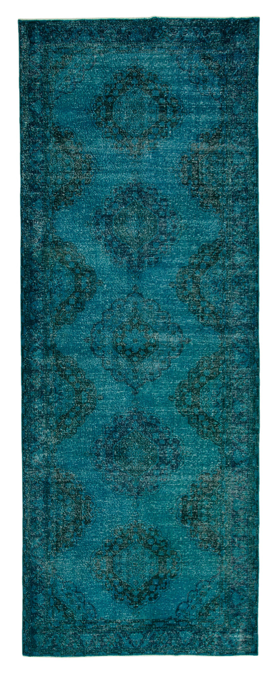 5x13 Turquoise Turkish Over Dyed Runner Rug - 24283
