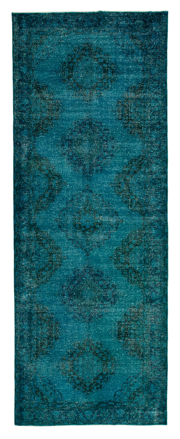 5x13 Turquoise Turkish Over Dyed Runner Rug - 24283