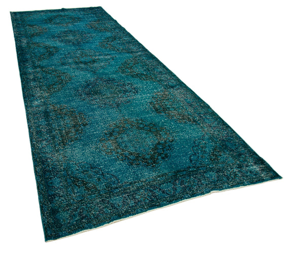 5x13 Turquoise Turkish Over Dyed Runner Rug - 24283