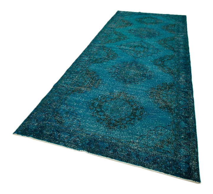 5x13 Turquoise Turkish Over Dyed Runner Rug - 24283