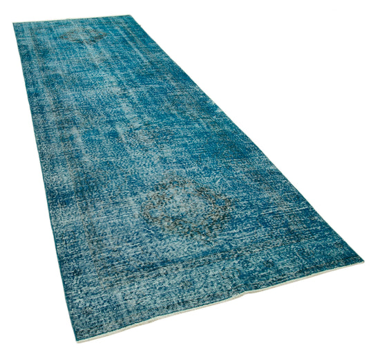 4x12 Turquoise Turkish Over Dyed Runner Rug - 24284