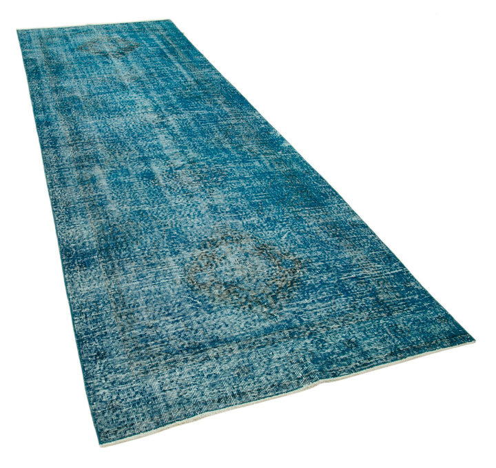 4x12 Turquoise Turkish Over Dyed Runner Rug - 24284