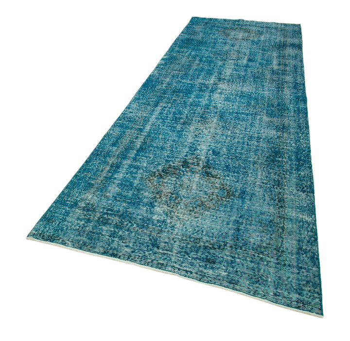 4x12 Turquoise Turkish Over Dyed Runner Rug - 24284