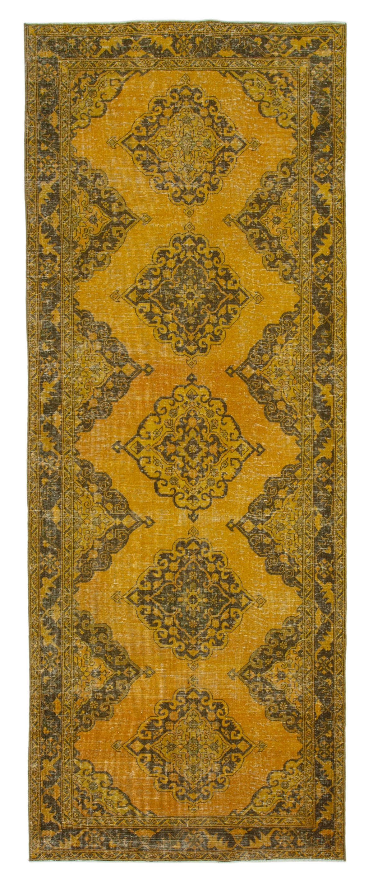 5x13 Yellow Turkish Over Dyed Runner Rug - 24286