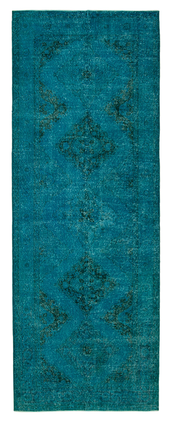 5x13 Turquoise Turkish Over Dyed Runner Rug - 24287