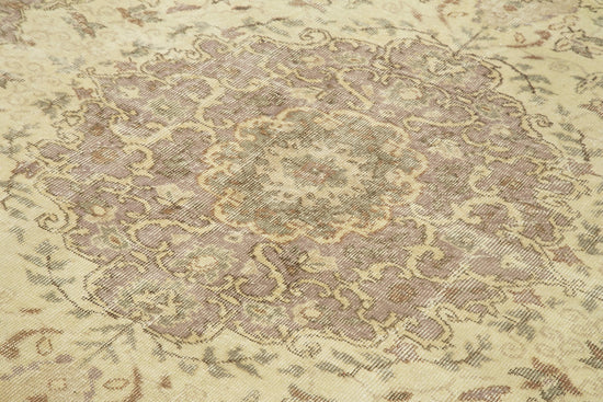 6x9 Beige Turkish Vintage Area Rug - 24906