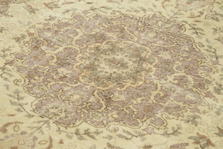 6x9 Beige Turkish Vintage Area Rug - 24906