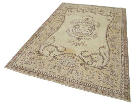 5x8 Beige Turkish Vintage Area Rug - 24927
