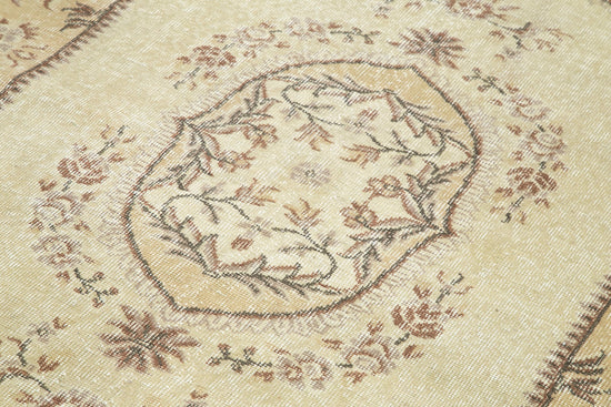 5x8 Beige Turkish Vintage Area Rug - 24927