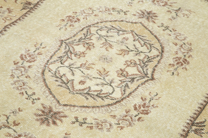 5x8 Beige Turkish Vintage Area Rug - 24927