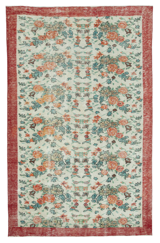 6x10 Beige Turkish Vintage Area Rug - 24930