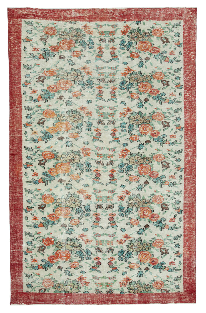6x10 Beige Turkish Vintage Area Rug - 24930