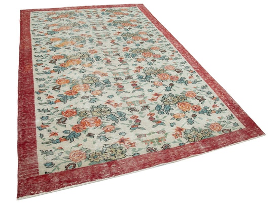 6x10 Beige Turkish Vintage Area Rug - 24930