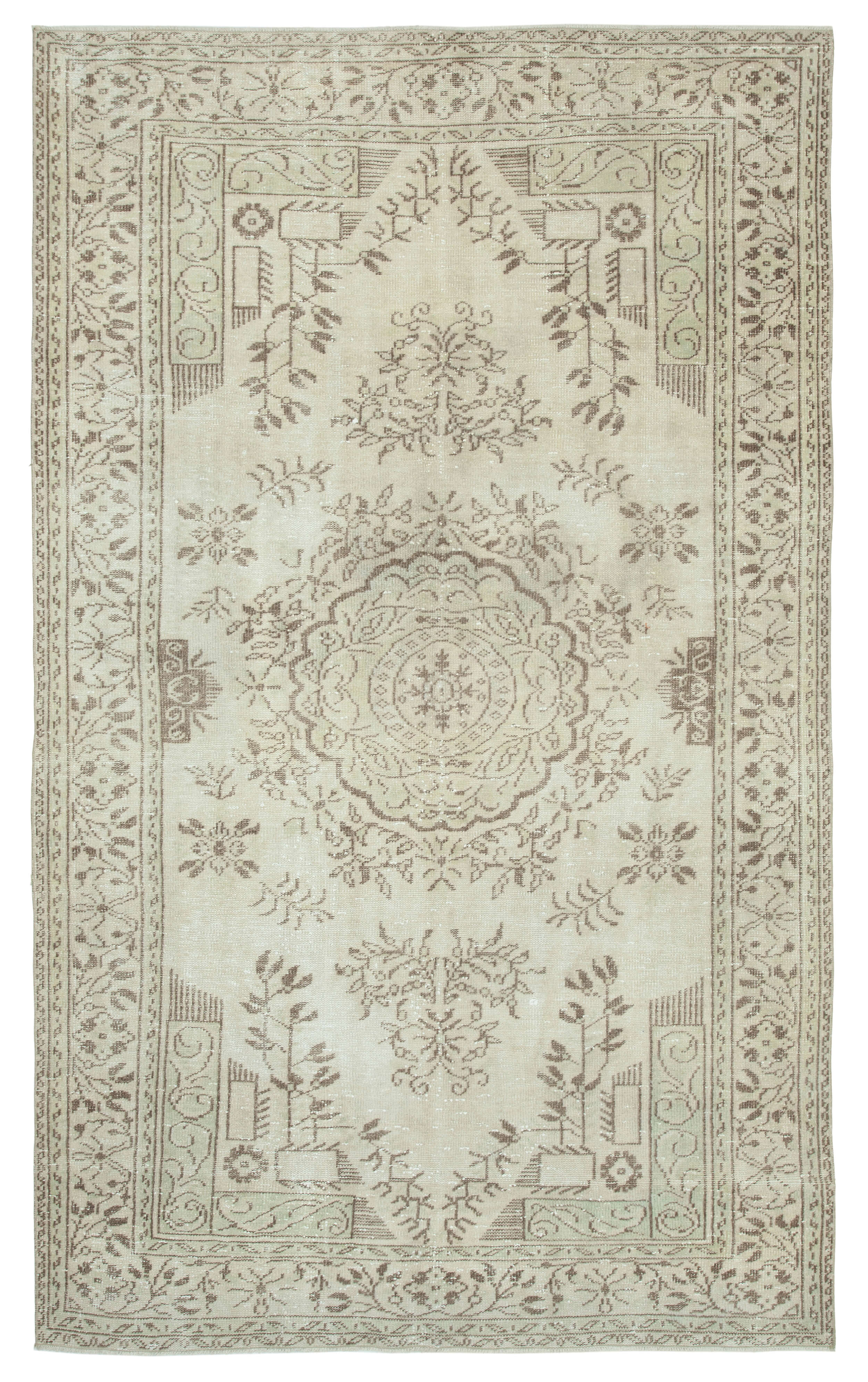 6x10 Beige Turkish Vintage Area Rug - 24951