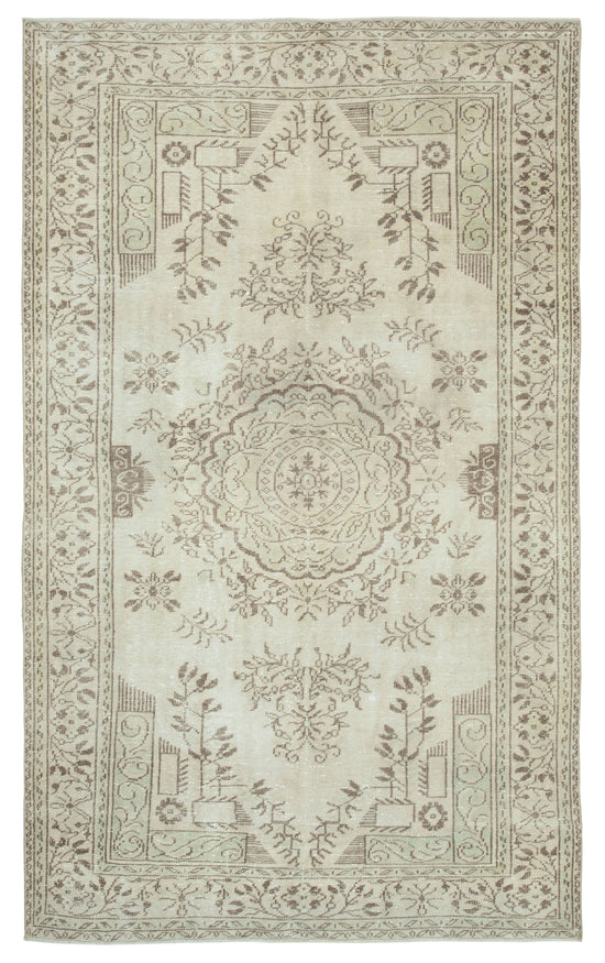 6x10 Beige Turkish Vintage Area Rug - 24951